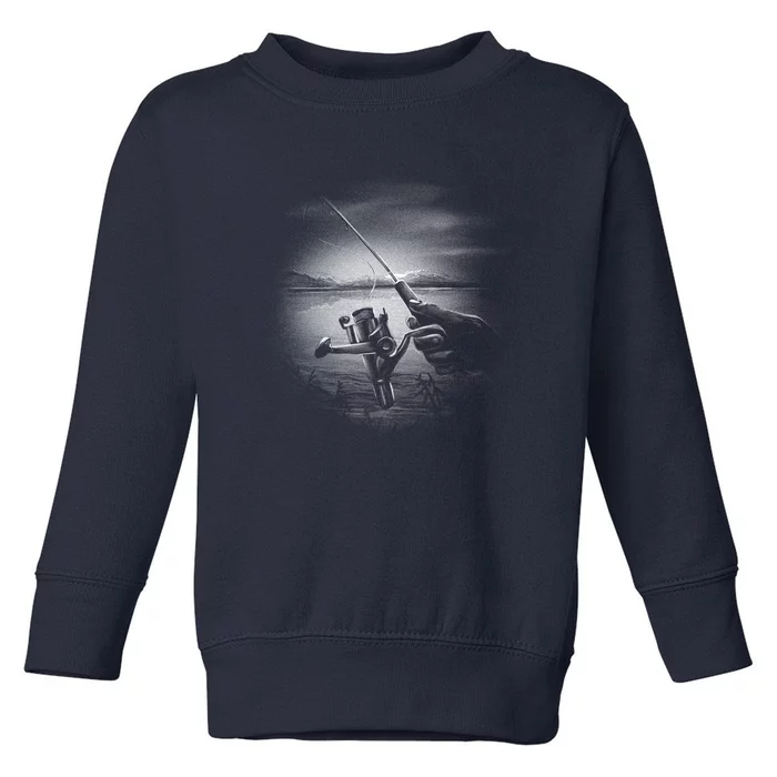 Fishing Hand With Reel Monochromatic Toddler Sweatshirt