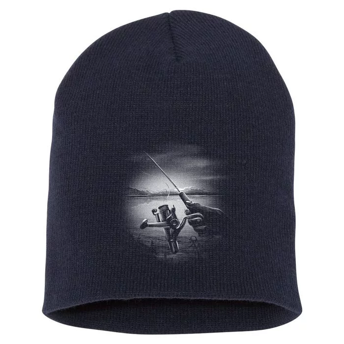 Fishing Hand With Reel Monochromatic Short Acrylic Beanie