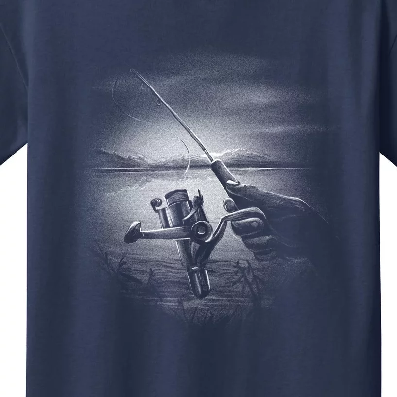 Fishing Hand With Reel Monochromatic Kids T-Shirt