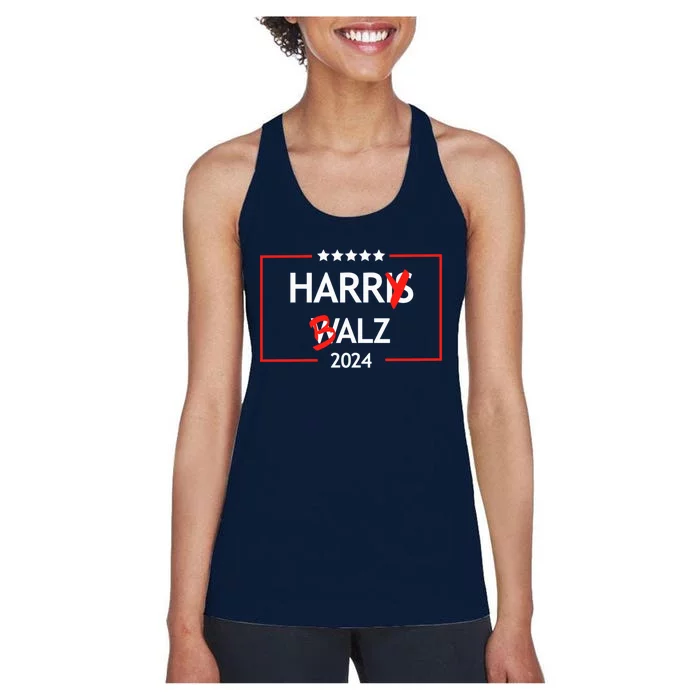 Funny Harris Walz 24 Harry Balz 2024 Meme Women's Racerback Tank