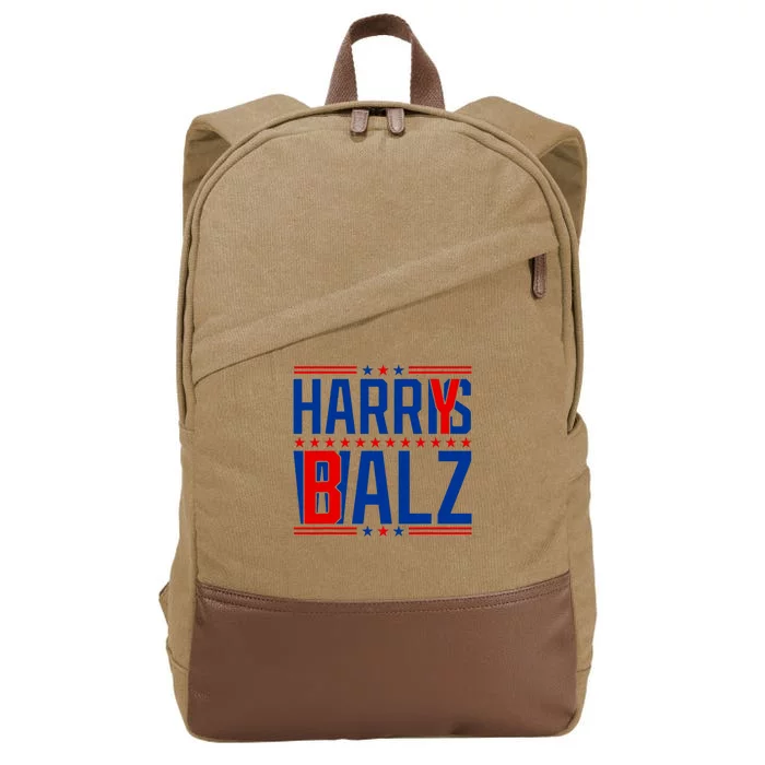 Funny Harris Walz 24 Harry Balz 2024 Meme Democratics Vote Cotton Canvas Backpack