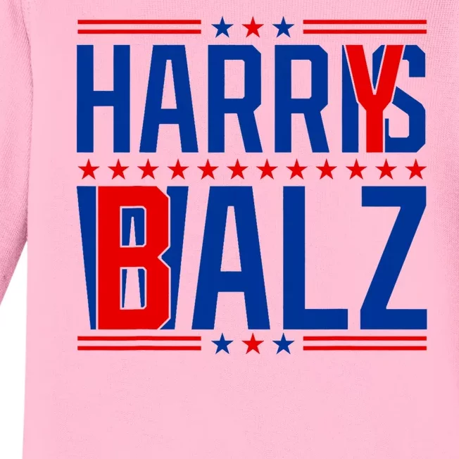 Funny Harris Walz 24 Harry Balz 2024 Meme Democratics Vote Baby Long Sleeve Bodysuit