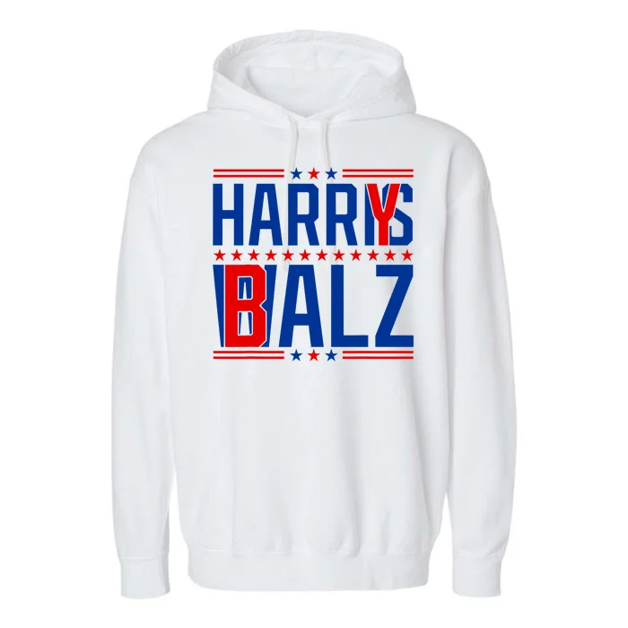 Funny Harris Walz 24 Harry Balz 2024 Meme Democratics Vote Garment-Dyed Fleece Hoodie