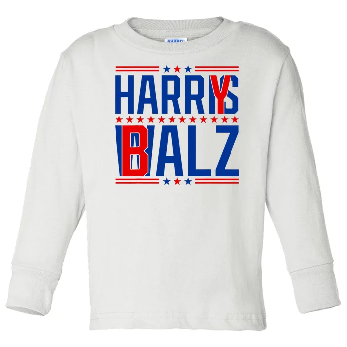 Funny Harris Walz 24 Harry Balz 2024 Meme Democratics Vote Toddler Long Sleeve Shirt