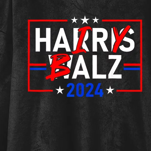 Funny Harris Walz 24 Hairy Balz 2024 Meme Democratics Vote Hooded Wearable Blanket