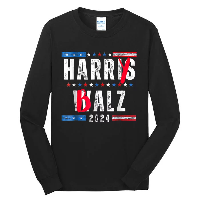 Funny Harris Walz 24 Harry Balz 2024 Meme Democratics Vote Tall Long Sleeve T-Shirt