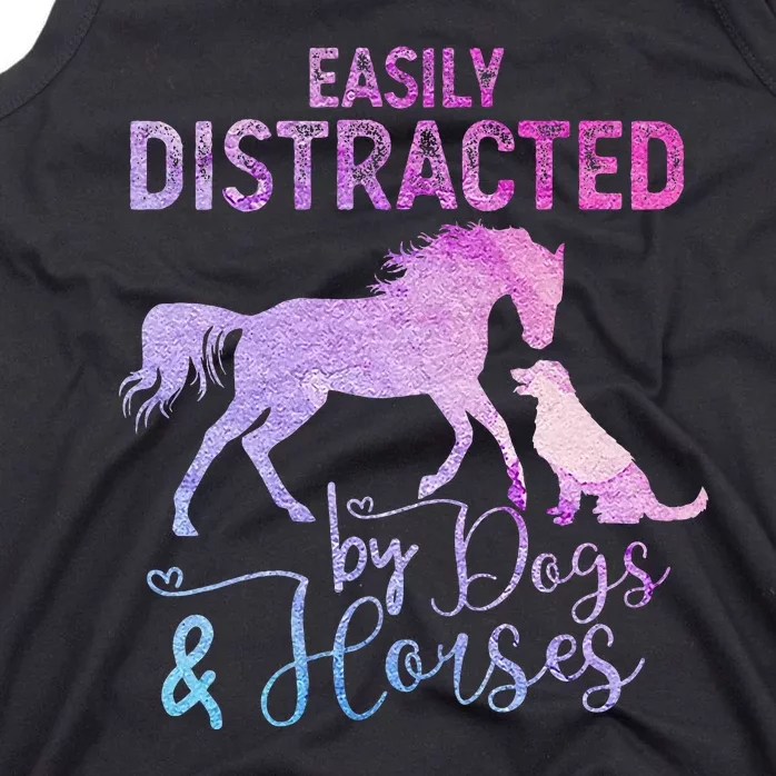 Funny Horse Women Easily Distracted By Dogs & Horses Tank Top