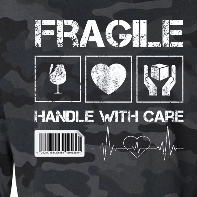 Fragile Handle With Care Graphic Tees And Cool Designs Fun Funny Gift Cropped Pullover Crew