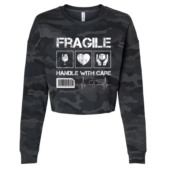 Fragile Handle With Care Graphic Tees And Cool Designs Fun Funny Gift Cropped Pullover Crew