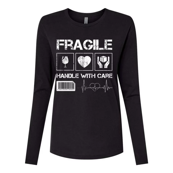 Fragile Handle With Care Graphic Tees And Cool Designs Fun Funny Gift Womens Cotton Relaxed Long Sleeve T-Shirt