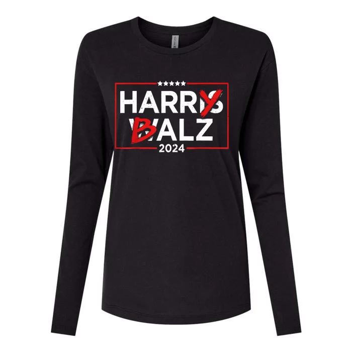 Funny Harris Walz 24 Harry Balz 2024 Meme Democratics Vote Womens Cotton Relaxed Long Sleeve T-Shirt