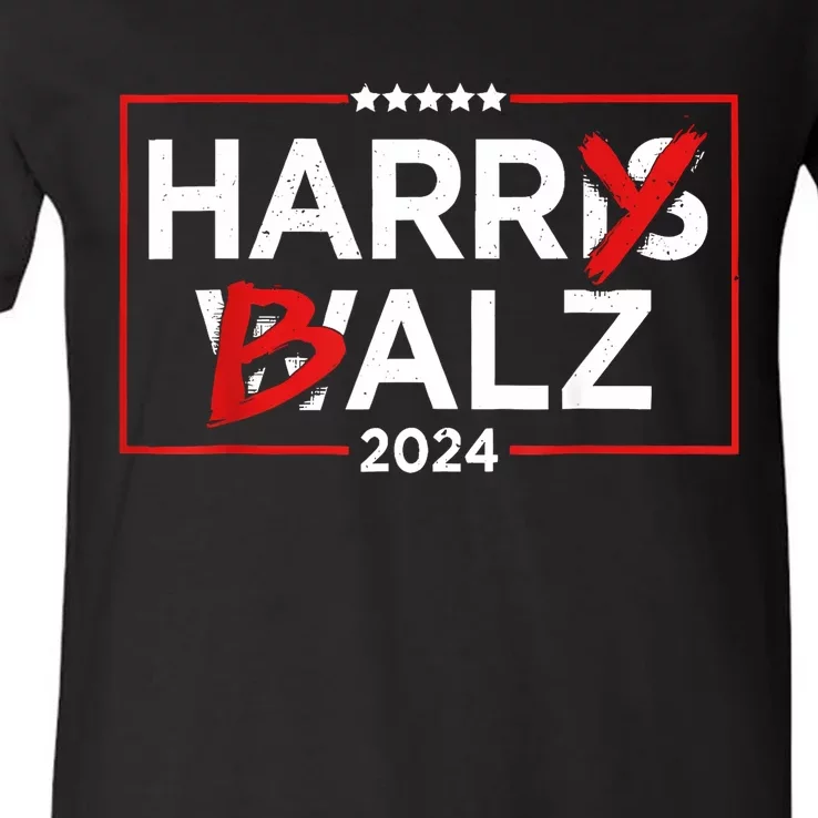 Funny Harris Walz 24 Harry Balz 2024 Meme Democratics Vote V-Neck T-Shirt