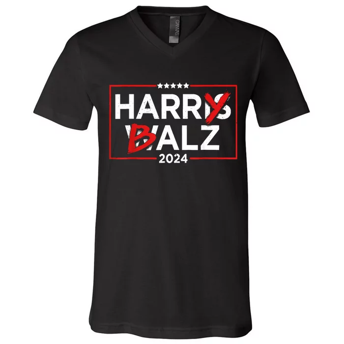 Funny Harris Walz 24 Harry Balz 2024 Meme Democratics Vote V-Neck T-Shirt