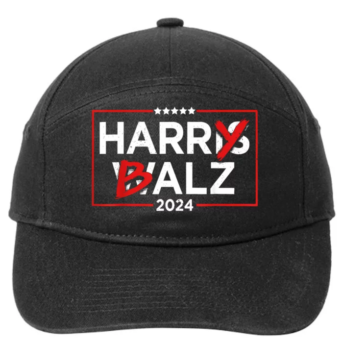 Funny Harris Walz 24 Harry Balz 2024 Meme Democratics Vote 7-Panel Snapback Hat