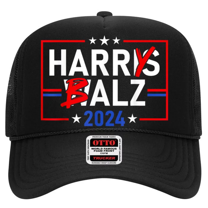 Funny Harris Walz 24 Harry Balz 2024 Meme Democratics Vote High Crown Mesh Trucker Hat