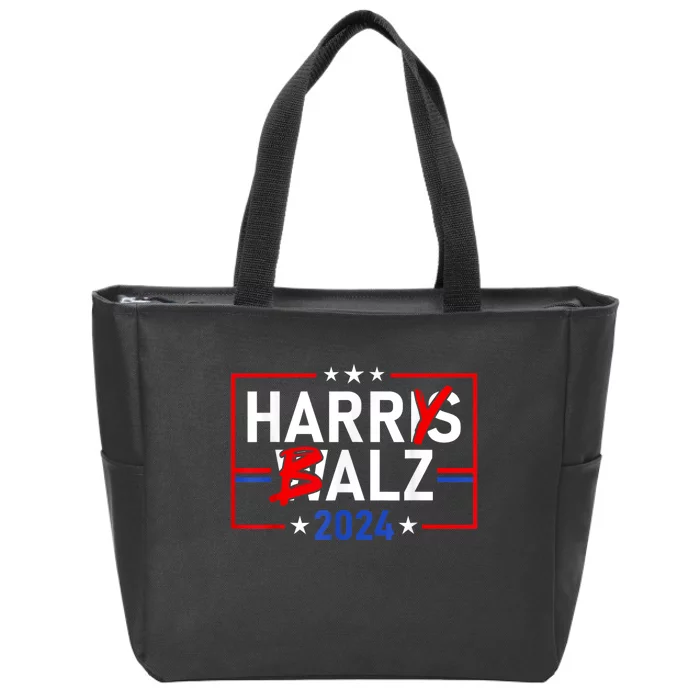 Funny Harris Walz 24 Harry Balz 2024 Meme Democratics Vote Zip Tote Bag