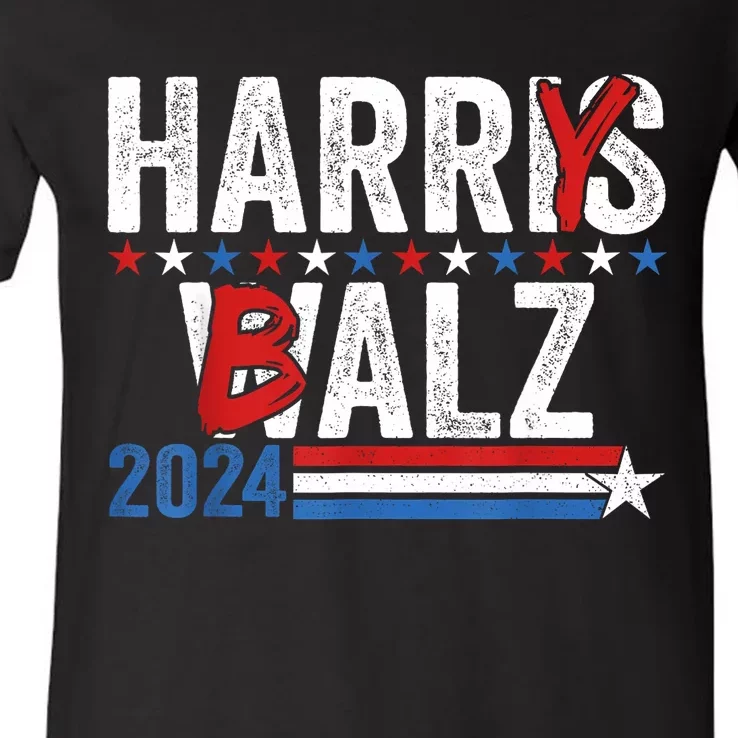 Funny Harris Walz 24 Harry Balz 2024 Meme Democratics Vote V-Neck T-Shirt