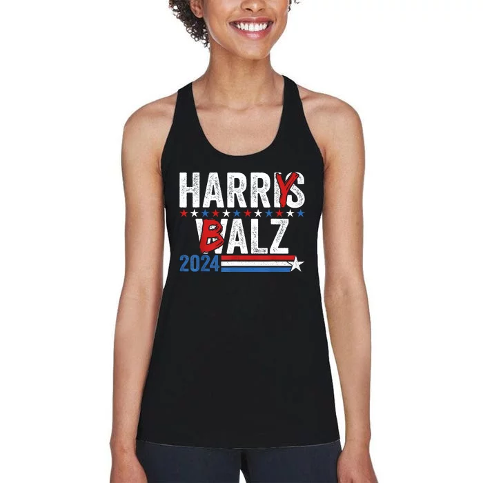 Funny Harris Walz 24 Harry Balz 2024 Meme Democratics Vote Women's Racerback Tank