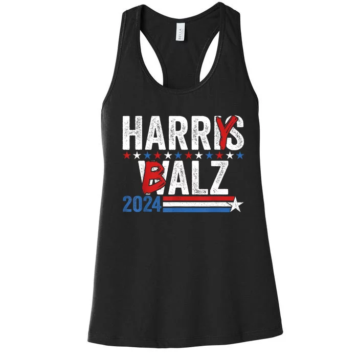 Funny Harris Walz 24 Harry Balz 2024 Meme Democratics Vote Women's Racerback Tank