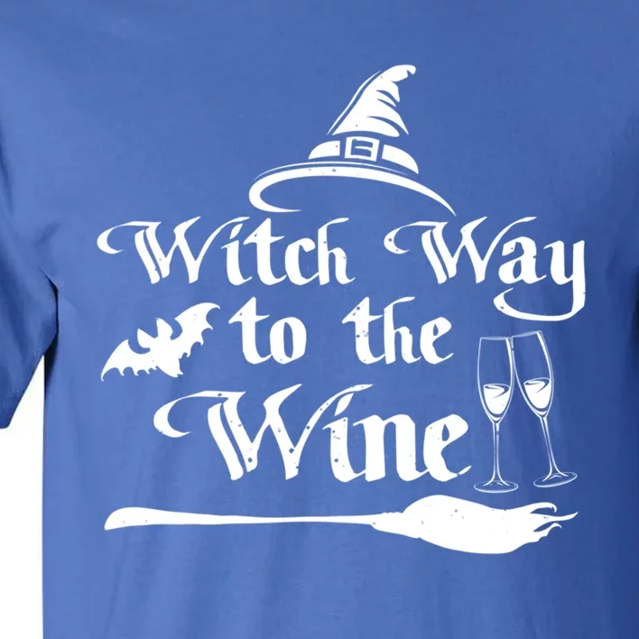 Funny Halloween Witch Way To The Wine Gift Tall T-Shirt