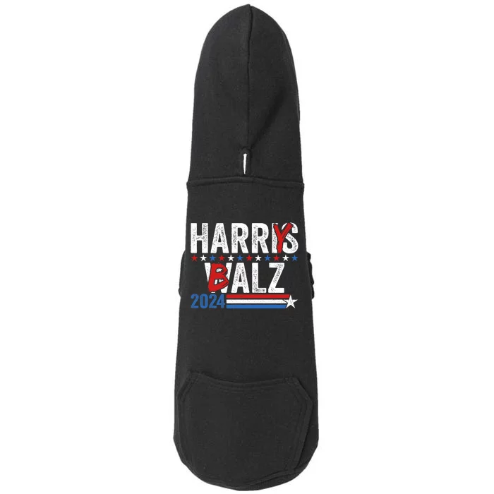 Funny Harris Walz 24 Harry Balz 2024 Meme Democratics Vote Doggie 3-End Fleece Hoodie