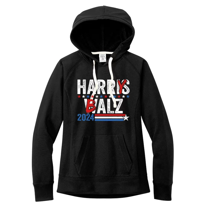 Funny Harris Walz 24 Harry Balz 2024 Meme Democratics Vote Women's Fleece Hoodie