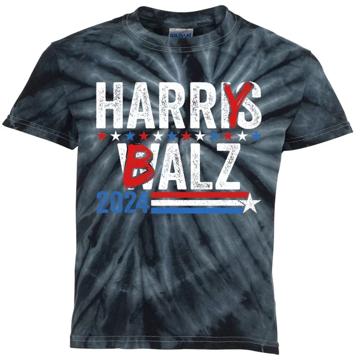 Funny Harris Walz 24 Harry Balz 2024 Meme Democratics Vote Kids Tie-Dye T-Shirt