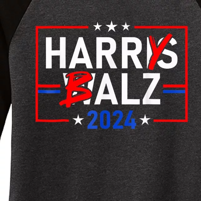 Funny Harris Walz 24 Harry Balz 2024 Meme Women's Tri-Blend 3/4-Sleeve Raglan Shirt