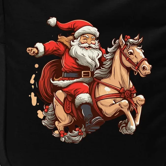 Funny Horse With Santa Claus For Christmas Holidays Impact Tech Backpack