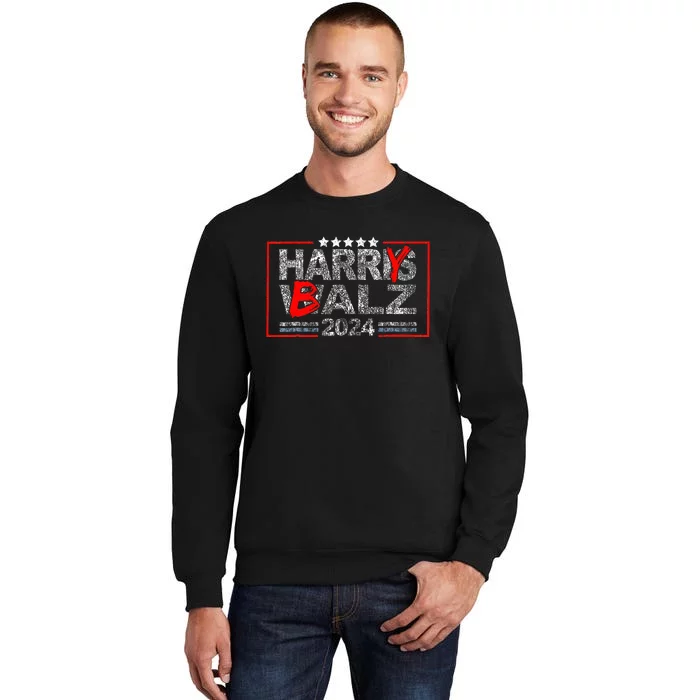 Funny Harris Walz 24 Harry Balz 2024 Meme Democratics Vote Tall Sweatshirt