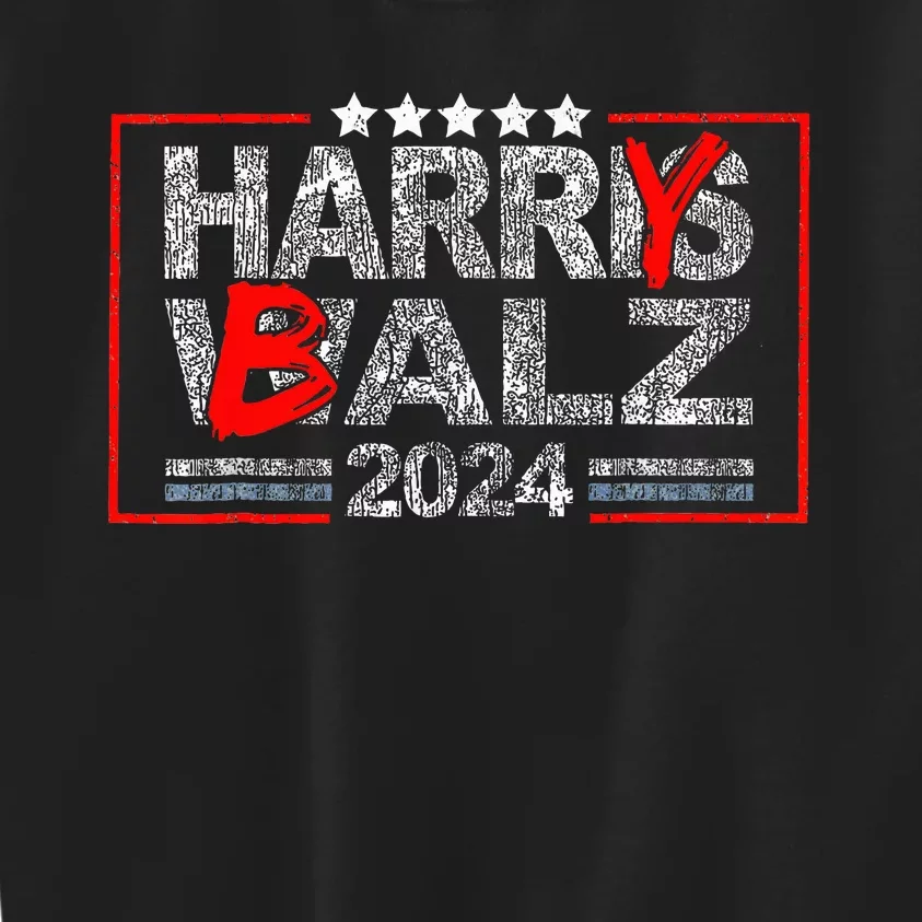 Funny Harris Walz 24 Harry Balz 2024 Meme Democratics Vote Kids Sweatshirt