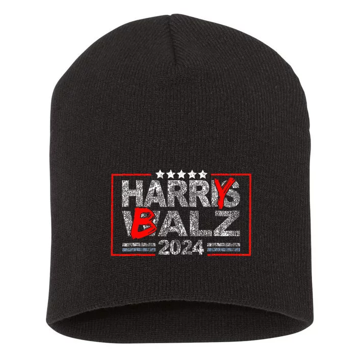 Funny Harris Walz 24 Harry Balz 2024 Meme Democratics Vote Short Acrylic Beanie