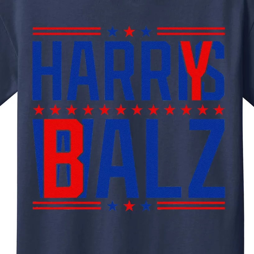 Funny Harris Walz 24 Harry Balz 2024 Meme Democratics Vote Kids T-Shirt