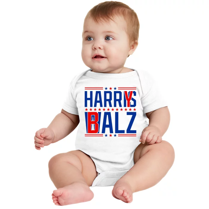 Funny Harris Walz 24 Harry Balz 2024 Meme Democratics Vote Baby Bodysuit