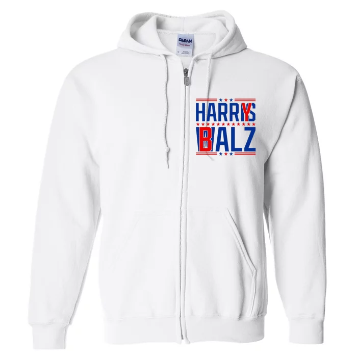 Funny Harris Walz 24 Harry Balz 2024 Meme Democratics Vote Full Zip Hoodie