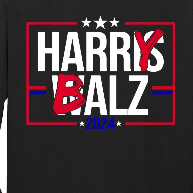 Funny Harris Walz 24 Harry Balz 2024 Political Meme Tall Long Sleeve T-Shirt