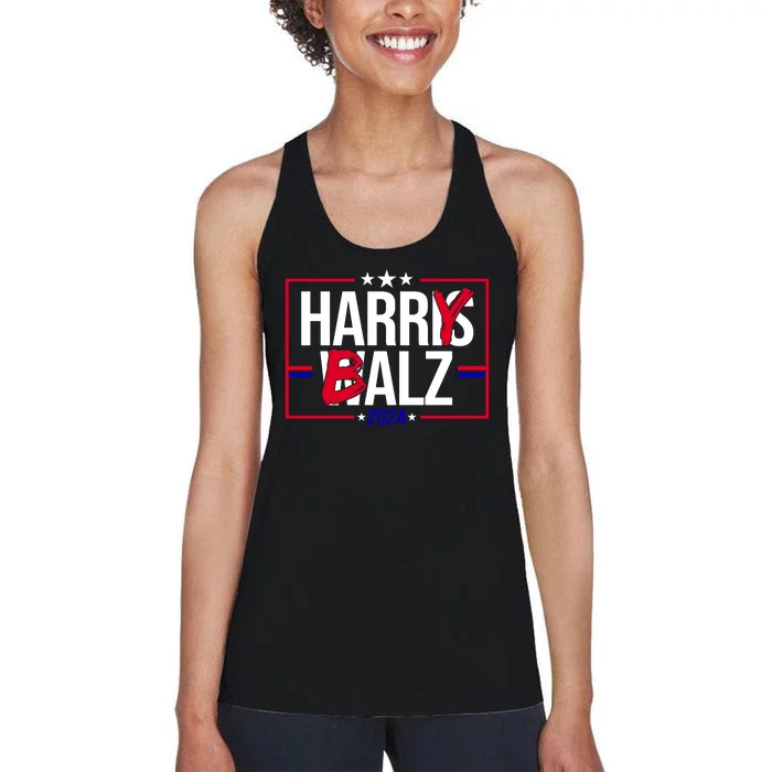 Funny Harris Walz 24 Harry Balz 2024 Political Meme Women's Racerback Tank