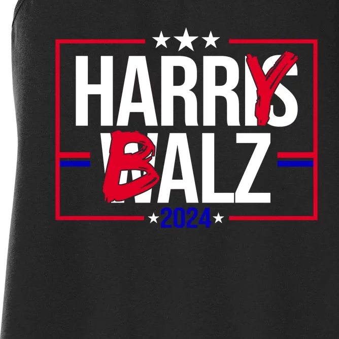 Funny Harris Walz 24 Harry Balz 2024 Political Meme Women's Racerback Tank