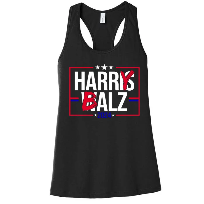 Funny Harris Walz 24 Harry Balz 2024 Political Meme Women's Racerback Tank