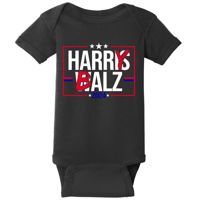 Funny Harris Walz 24 Harry Balz 2024 Political Meme Baby Bodysuit