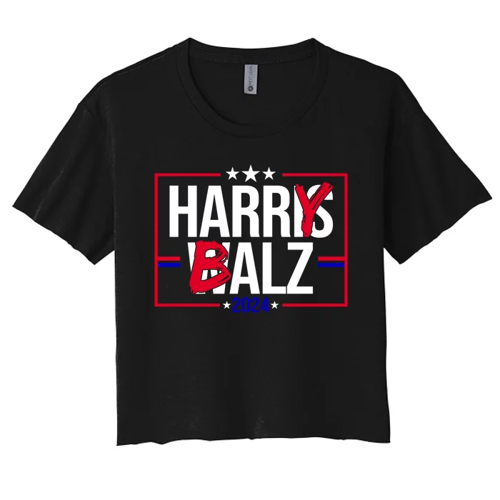 Funny Harris Walz 24 Harry Balz 2024 Political Meme Women's Crop Top Tee