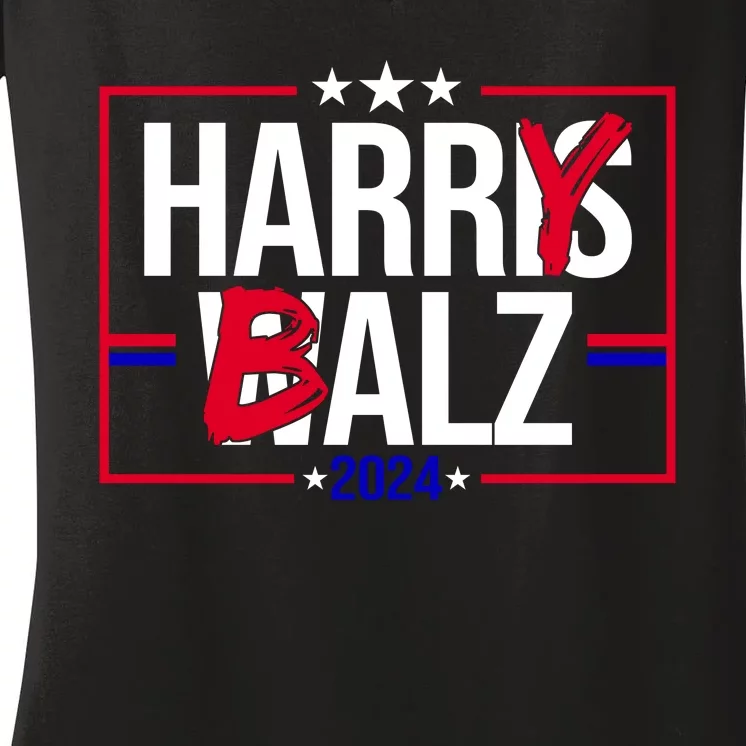 Funny Harris Walz 24 Harry Balz 2024 Political Meme Women's V-Neck T-Shirt