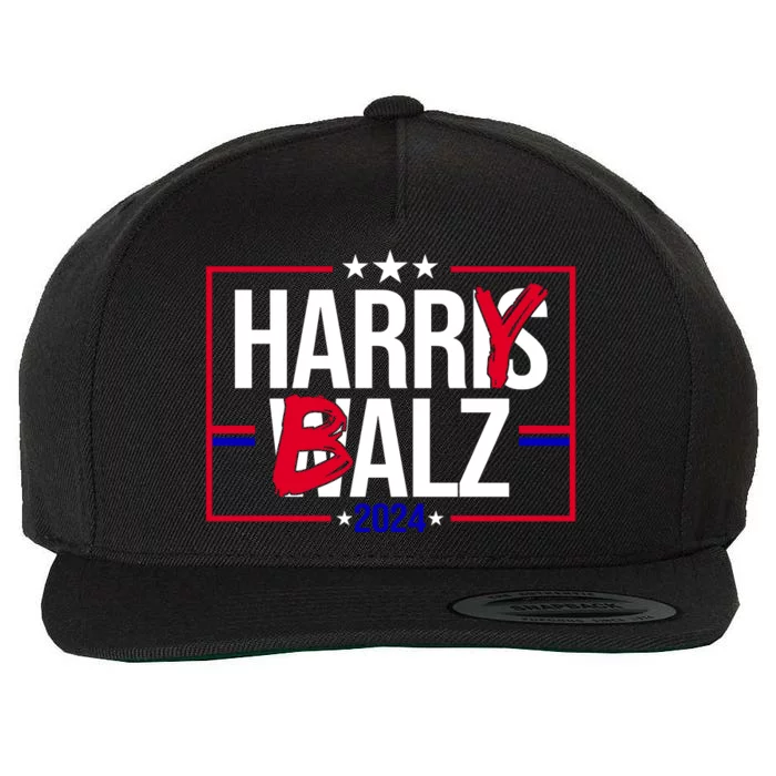 Funny Harris Walz 24 Harry Balz 2024 Political Meme Wool Snapback Cap