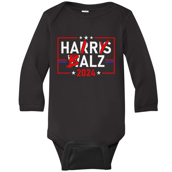 Funny Harris Walz 24 Hairy Balz 2024 Meme Democratics Vote Baby Long Sleeve Bodysuit