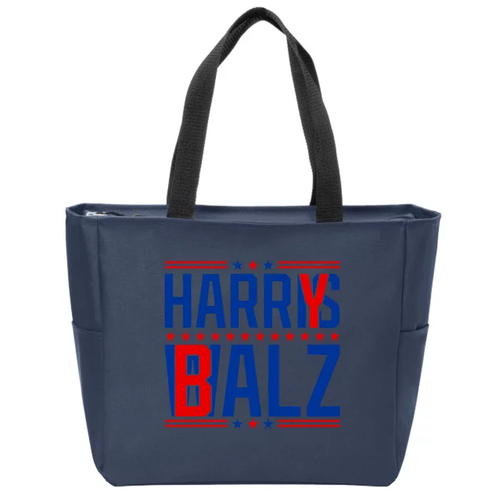 Funny Harris Walz 24 Harry Balz 2024 Meme Democratics Vote Zip Tote Bag