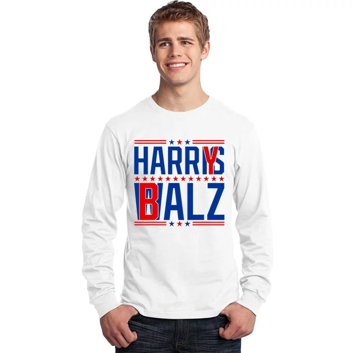 Funny Harris Walz 24 Harry Balz 2024 Meme Democratics Vote Tall Long Sleeve T-Shirt