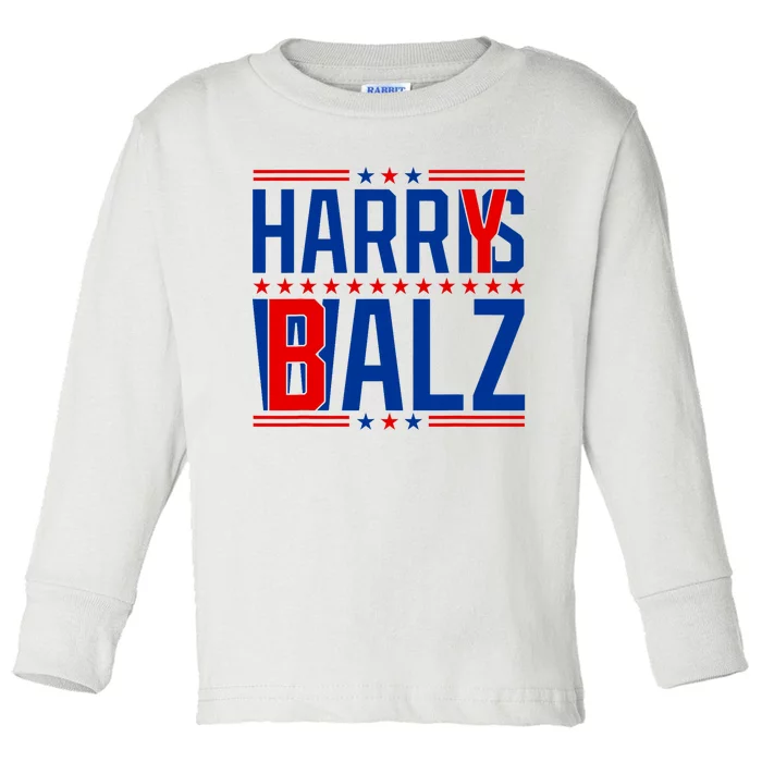 Funny Harris Walz 24 Harry Balz 2024 Meme Democratics Vote Toddler Long Sleeve Shirt