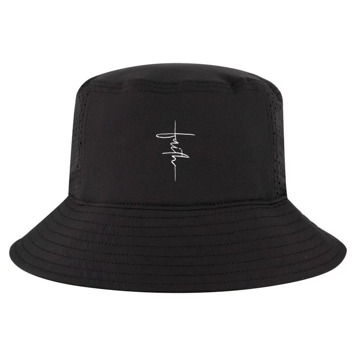 Faith Hand Written Calligraphy Christian Front And Back Print Front & Back Cool Comfort Performance Bucket Hat