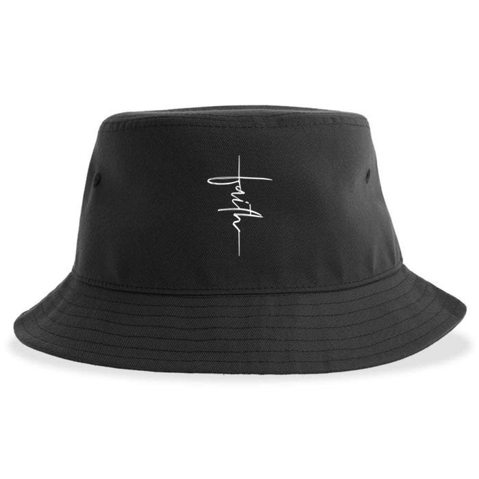 Faith Hand Written Calligraphy Christian Front And Back Print Front & Back Sustainable Bucket Hat