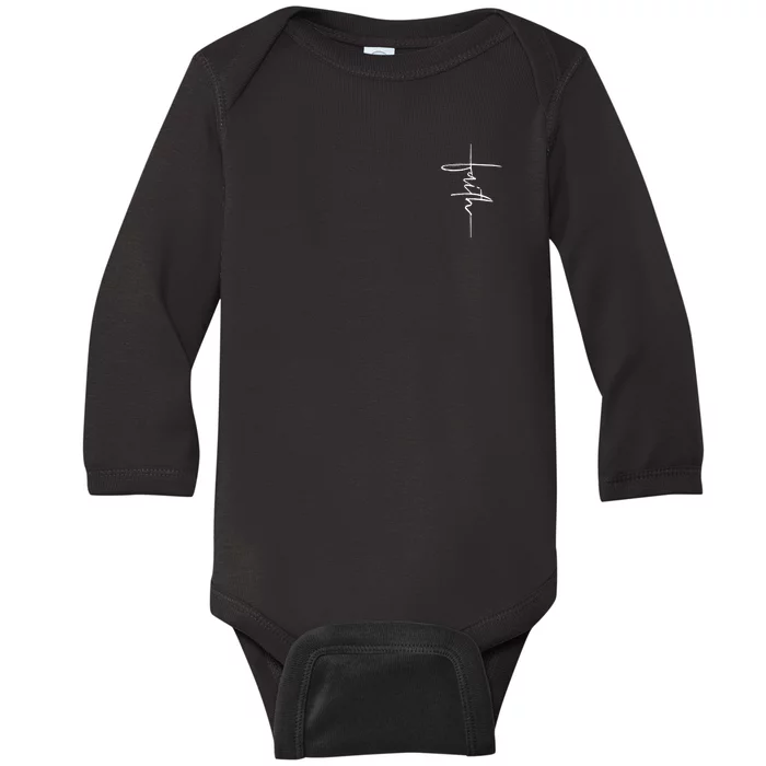 Faith Hand Written Calligraphy Christian Front And Back Print Front & Back Baby Long Sleeve Bodysuit